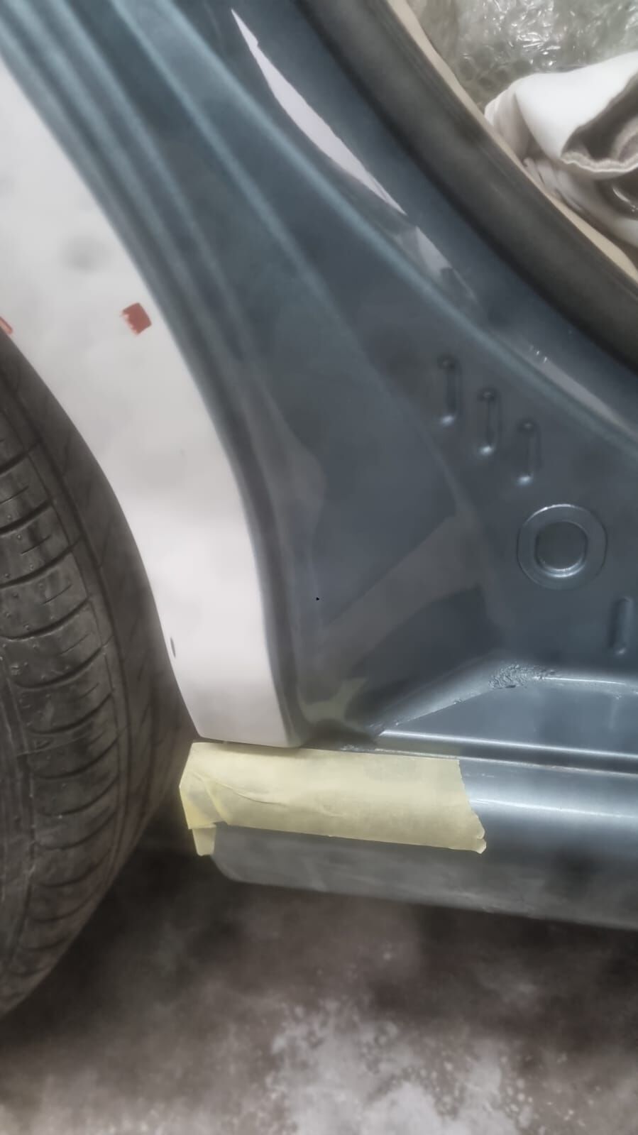 Repair area on Pete Smith’s Jaguar X-Type